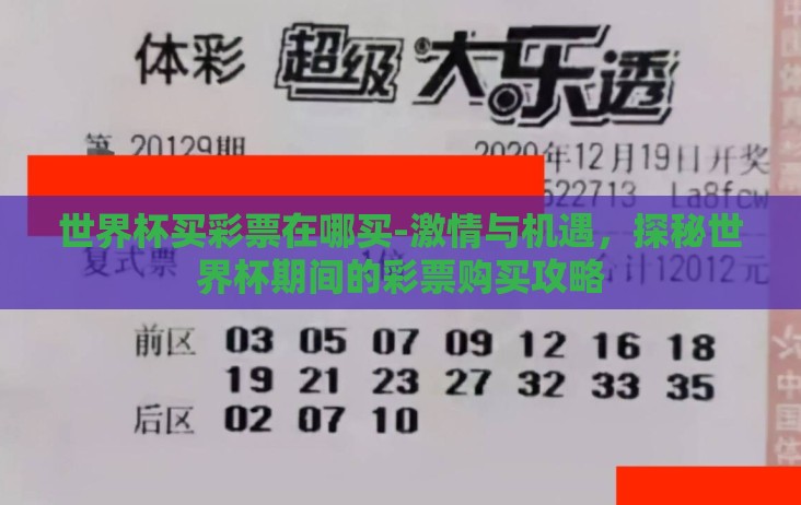 世界杯买彩票在哪买-激情与机遇，探秘世界杯期间的彩票购买攻略