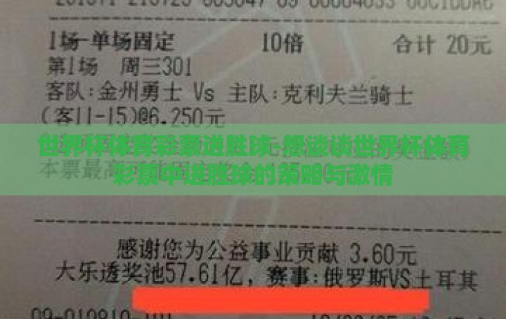 世界杯体育彩票进胜球-想谈谈世界杯体育彩票中进胜球的策略与激情 世界杯体育彩票进胜球-想谈谈世界杯体育彩票中进胜球的策略与激情