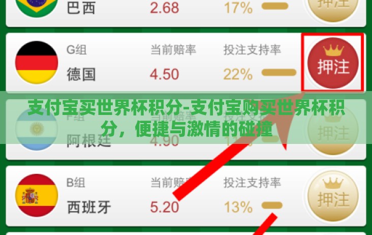 支付宝买世界杯积分-支付宝购买世界杯积分，便捷与激情的碰撞