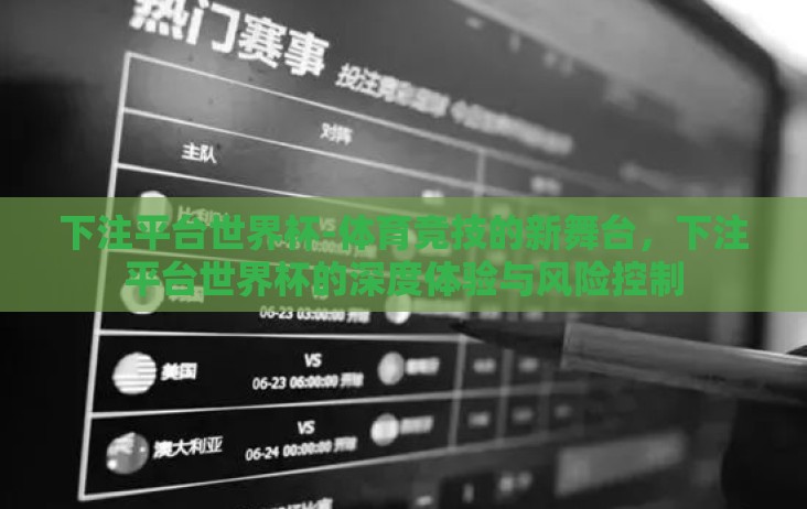 下注平台世界杯-体育竞技的新舞台,下注平台世界杯的深度体验与风险控制 下注平台世界杯-体育竞技的新舞台,下注平台世界杯的深度体验与风险控制