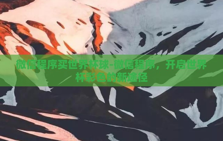 微信程序买世界杯球-微信程序，开启世界杯彩色的新途径