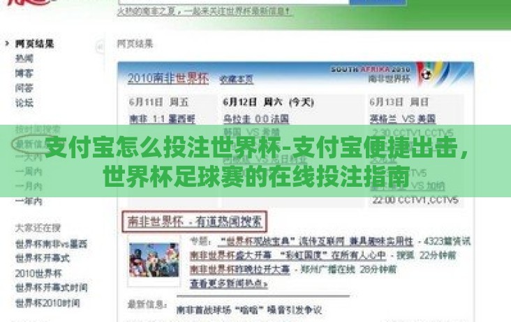 支付宝怎么投注世界杯-支付宝便捷出击，世界杯足球赛的在线投注指南