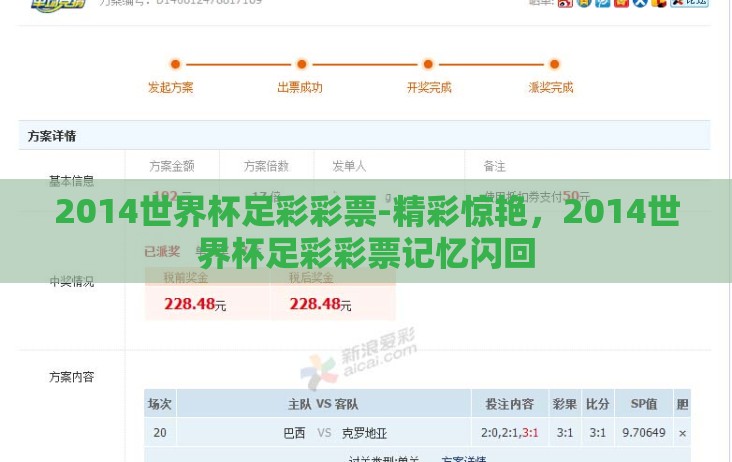 2014世界杯足彩彩票-精彩惊艳，2014世界杯足彩彩票记忆闪回