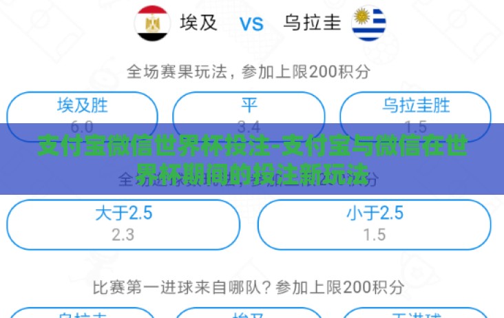 支付宝微信世界杯投注-支付宝与微信在世界杯期间的投注新玩法 支付宝微信世界杯投注-支付宝与微信在世界杯期间的投注新玩法