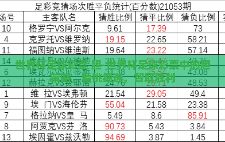 世界杯足球彩票 胆-世界杯足球彩票中的胆策略，精挑细选，智取胜利